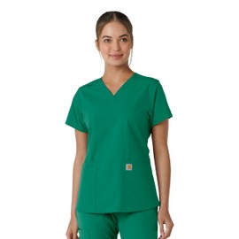 Carhartt Scrubs C12313 Women's Force® Essentials Modern Fit V-Neck Top - XXXXX-Large - Hunter