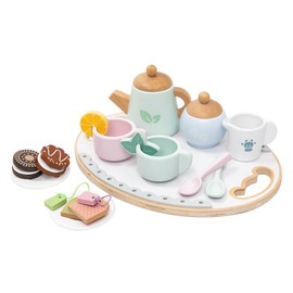 UMU 20 Pieces Wooden Tea Tools Set for Kids Party Toys with Teapot, Cup, Lemon Slice, Tea Bag and More Accessories for Teacast Knowledge, Develops Social Skills & Creativity, Rounded Edges & Durable