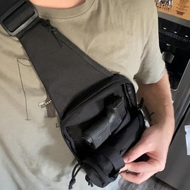 Stand Bag Shoulder Chest Bag Strap Suitable for Hidden Carrying - Color: Black