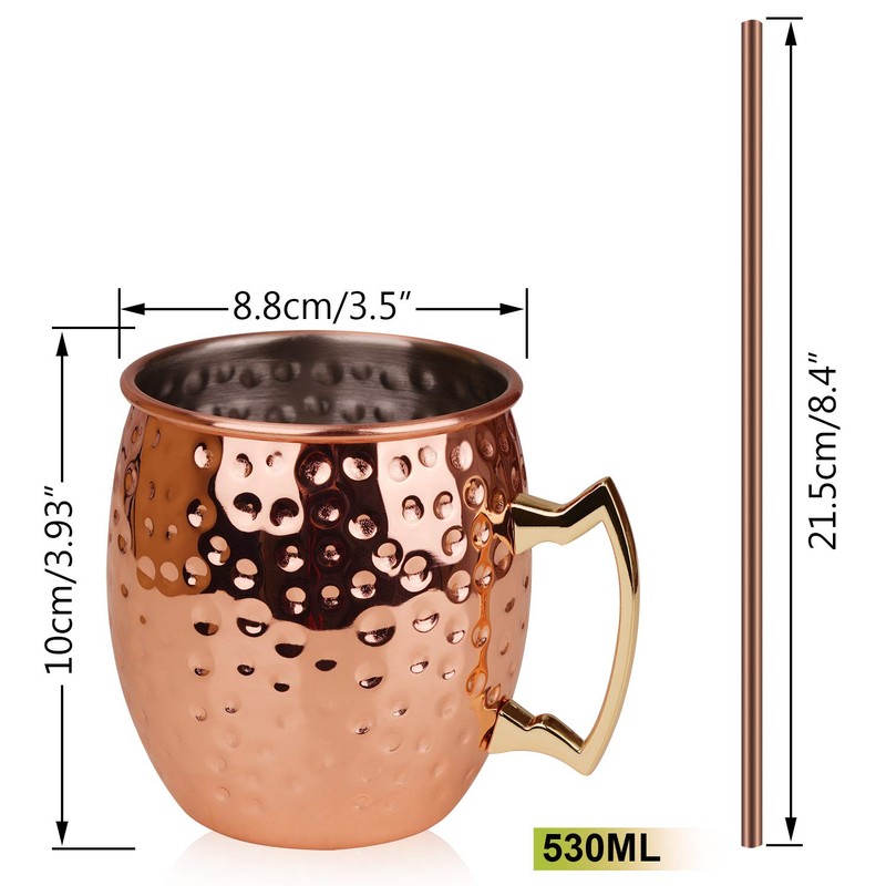 Widousy Moscow Mule Mugs - Set of 4-100% Handcrafted-Pure Solid