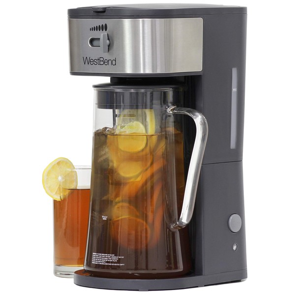 West Bend IT500 Iced Tea Maker or Iced Coffee Maker Includes an Infusion Tube to Customize the Flavor, Features Auto Shut-Off, 2.75-Quart, Black