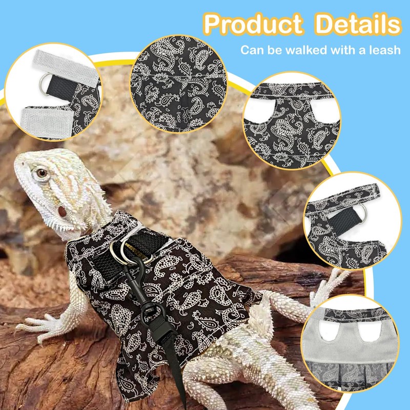 Lizard Harness Dress and Leash, Adjustable Hamster Ferret Harness and