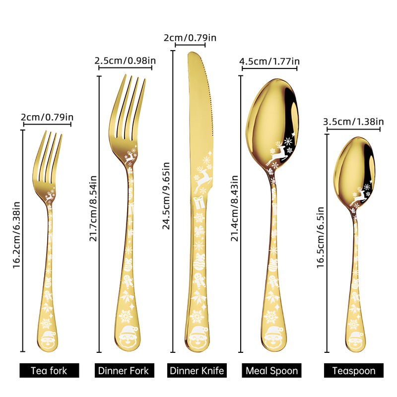 20-Piece Gold Silverware Set Service for 5 Stainless Steel Flatware