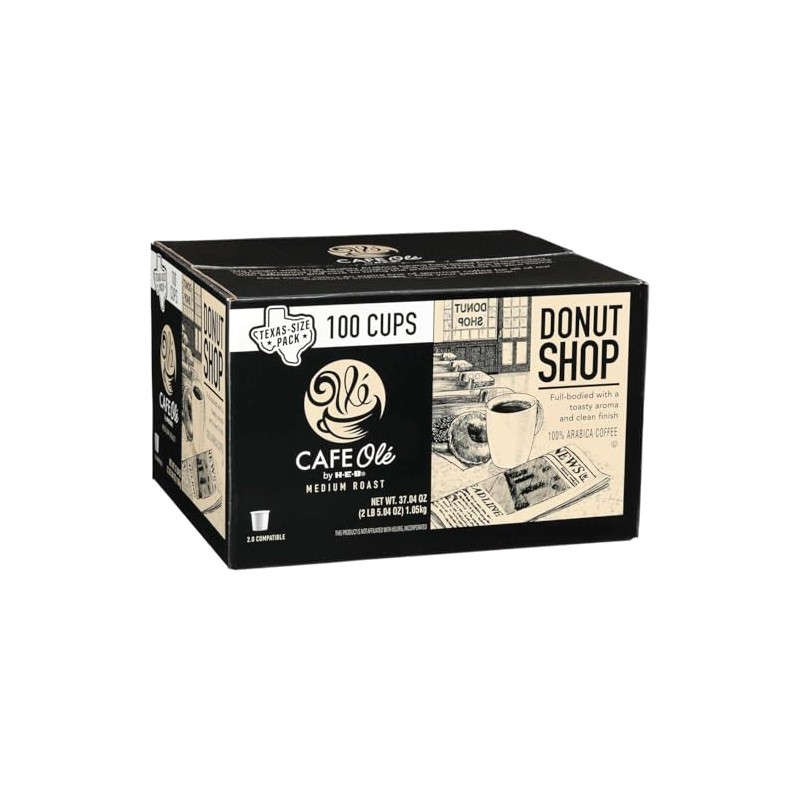 HEB CAFE Ole Donut Shop 100 Single Serve Coffee Cups,