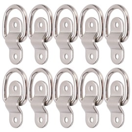 Set of 10 D-Ring Tie Downs, KIMISS Iron Tie Down Anchors Multi-functional High Strength D-Rings for Safe and Secure Carrying (Silver)