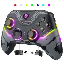 EasySMX X15 PC コントローラー - ホール ジョイスティック/ホール トリガー/RGB ライティングを備えた強化されたワイヤレス Bluetooth コントローラー - スティック ドリフトなし、デッド ゾーンなし - Windows PC、Android、Steam、Switch で動作 (ブラック)