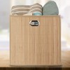 Relaxdays Storage Basket Bamboo Bathroom Basket Square Fabric Shelf Basket