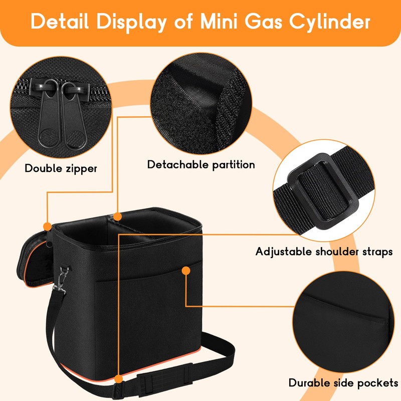 Mini 1LB Propane Tank Storage Bags with Padding, Adjustable Shoulder