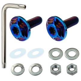 RENPA Motorcycle Titanium Alloy License Plate Bolt Snowflake Design (Burnt Blue)