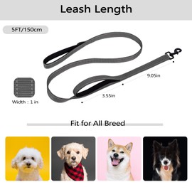 Aepeasti Dog Leash for Medium to Large Dogs with Two Padded Handles 5FT/6FT, Double Handle Dog Leash, Reflective Training Lead, Durable Traffic Leashes(5FT,Grey and Grey(2-Pack))