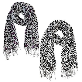 Peach Couture Beautiful Soft and Silky Leopard Print Pashmina Shawl Scarves Wine Purple and Classic Grey