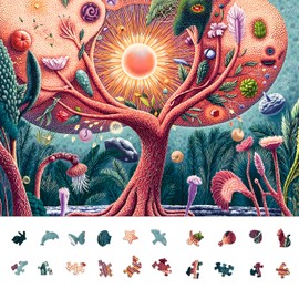 Naturelish Tree of Life Puzzles for Adults 1000 Pieces, Difficult Challenging Unique Puzzle for Adults, 6 Colors on Back Jigsaw Puzzles, Puzzle Size 26.6x19.2