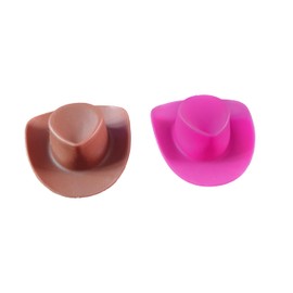 Fat-catz-copy-catz 4x Pink & Brown (2 of Each Colour) Plastic Fashion Western CowBoy Hats For 11.5" Fashion Dolls