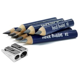 Short Kids Pencils for 2-5 Year Olds - Jumbo Triangular Grip, Thick 5MM Core, Fat Pencils For Toddlers, Kindergarten, and all Beginners - Includes Sharpener (8 Pack, Navy Blue)