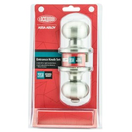 Lockwood Manor Symmetry Entrance Handle Set, Satin Stainless Steel