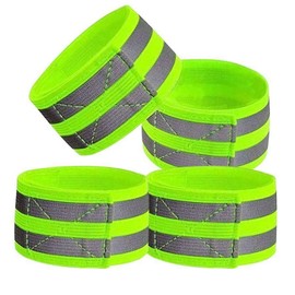 Senshuomy Reflective Wrist Strap,Adjustable Wrist Strap, Elastic Ankle Bands & Armband for Safe Nighttime Running, Cycling, Dog Walking and More(Green/4 pcs)
