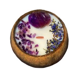 Belles bougies natural à la lavender bliss amethyst coconut shell | durable | factory à la main | interior decoration | design d'intérieur | Svadia