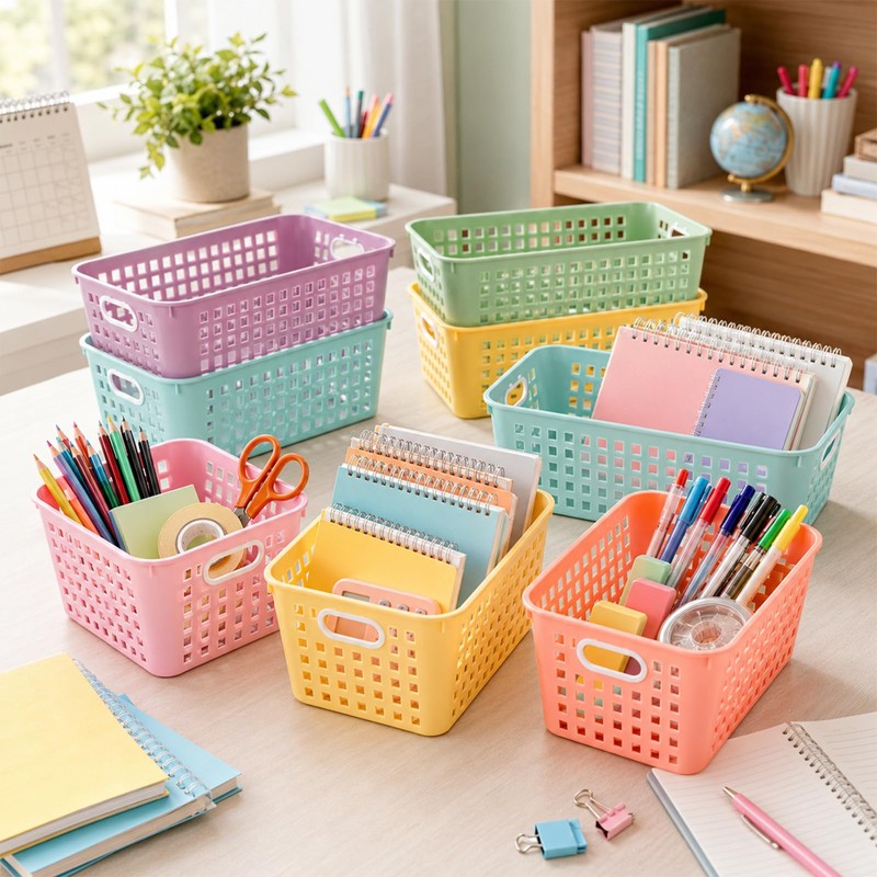 gisgfim 6 Pack Medium Plastic Book Baskets 11 × 7.5