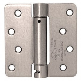 CRL S4415 4" x 4" Dull Nickel Heavy-Duty Spring Hinge - 1/4" Radius