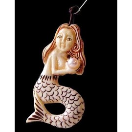PremiumBead Splash Carved Mermaid W/ Pearl Centerpiece Bead 10072