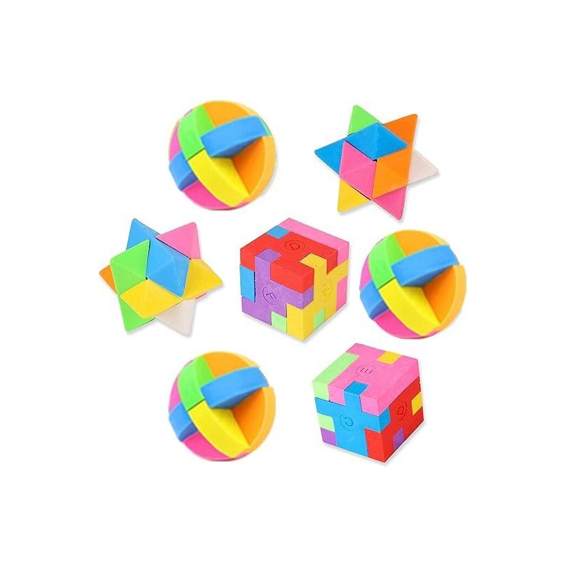 PROLOSO 15 Pcs Puzzle Cube Pencil Erasers Kids Party Favors