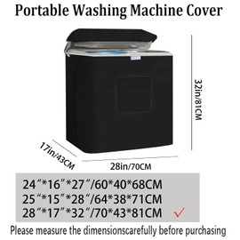 Vibiubo Twin Tub Washing Machine Cover for 28lbs Portable Mini Compact Washer Machine,Waterproof, Sun-Proof, Extend their Service Life, Zipper Design for Easy Use (28"W×17"D×32"H)