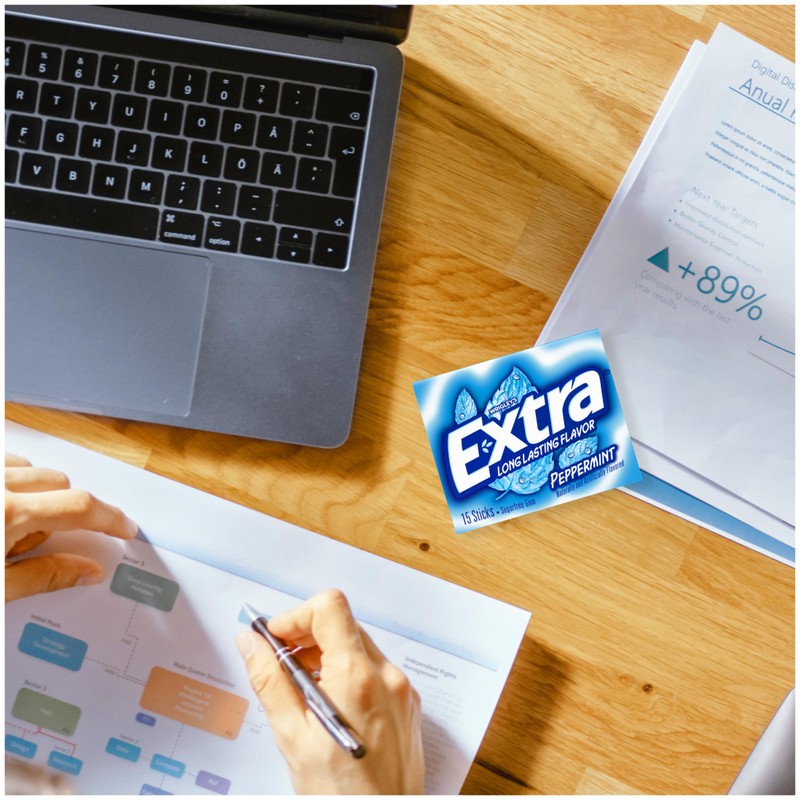 EXTRA Gum Peppermint, Sugar-Free Chewing Gum Bulk, 8 Ct Box,