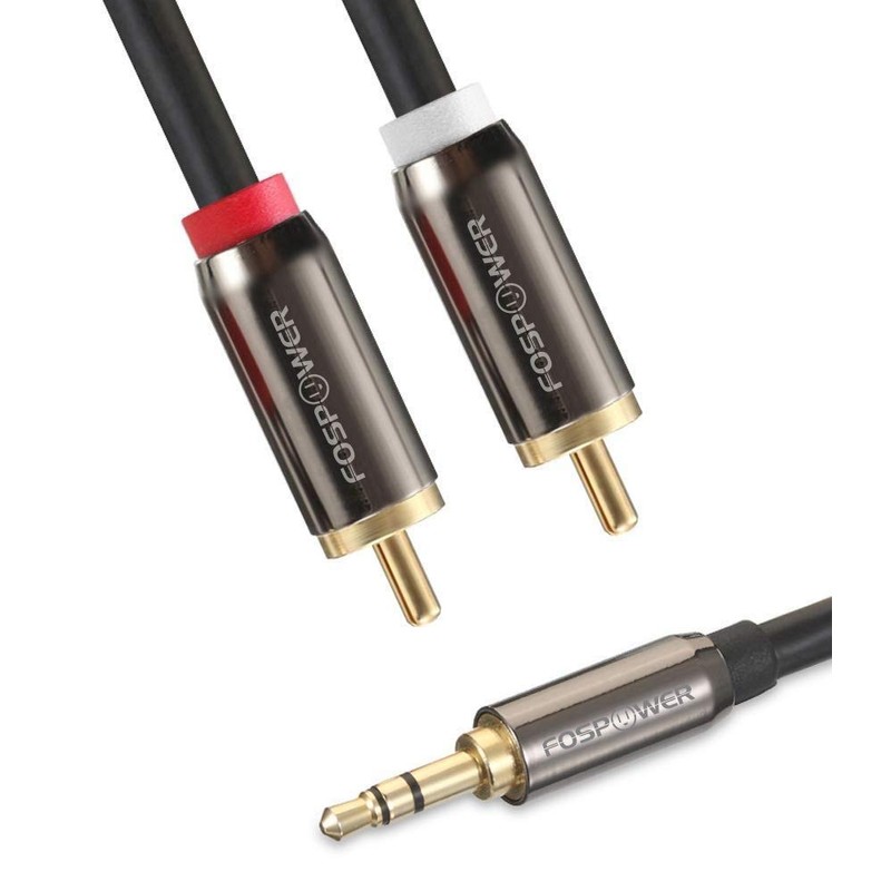 FosPower (1.8m) 3.5mm Stereo Mini Plug to 2RCA (Red /
