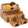 Wonderjune 4 Pcs Water Hyacinth Storage Basket Set Wicker Rattan