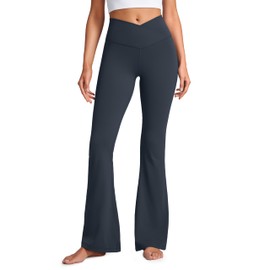 CRZ YOGA Butterluxe Crossover Flare Leggings 31'' - High Waist V Cross Bootcut Bell Bottoms Yoga Pants for Women True Navy Medium