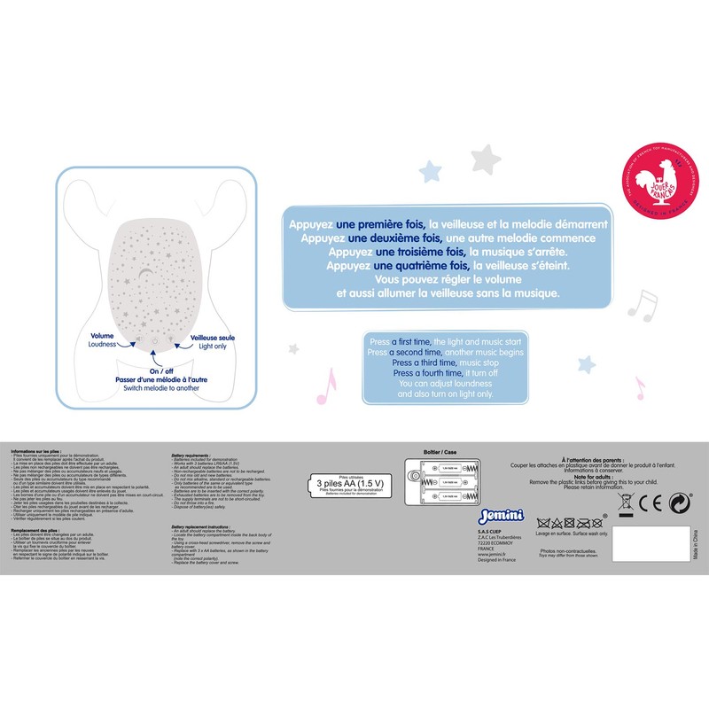 Jemini 023961 Unicorn Plush Toy Night Light Music +/-31 cm,