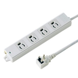 Sanwa Supply TAP-K4L-5 Construction Property Tap, 3P Breakout, L-Shaped Plug, Magnet, 4 Slots, 16.4 ft (5 m)