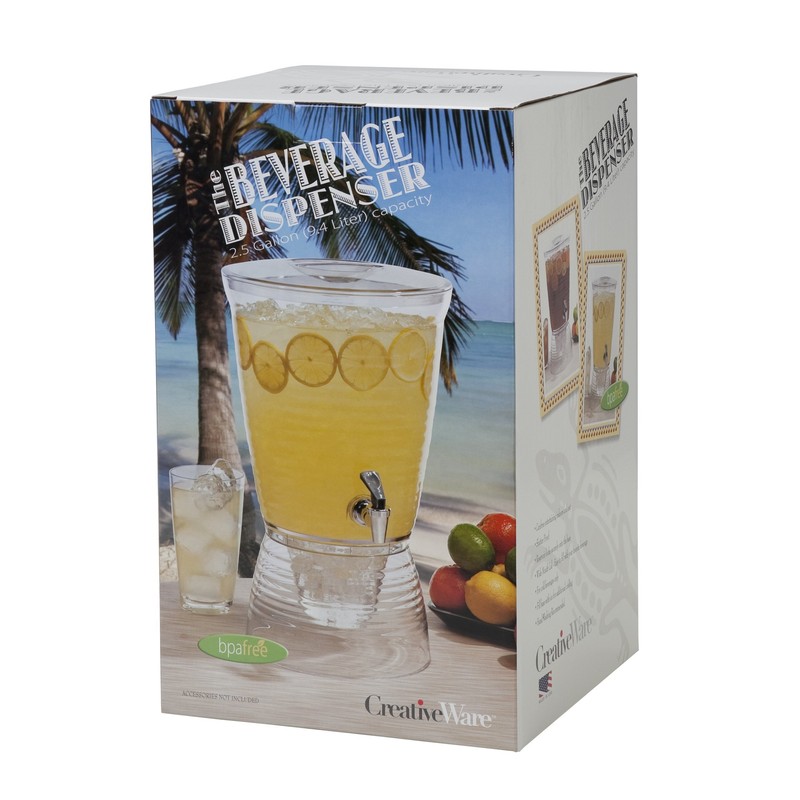 CreativeWare Bark Beverage Dispenser, 2.5 Gallon, Clear, (Pack of 1)