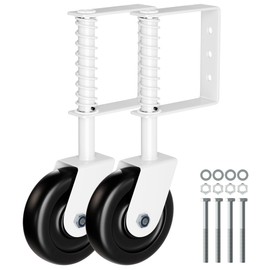 EVCUHASL 4.3" Spring Loaded Gate Caster Wheel with Bearing, Heavy Duty Gate Wheels with 360° Swivel for Outdoor Wooden Gates, Fence Gates and Metal Tube Gate, 220 Lbs Capacity, White, 2 Pack