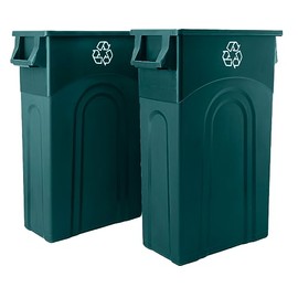 United Solutions Highboy Recycling Container, ECOSolution, 23 Gallon, Space Saving Slim Profile and Easy Bag Removal for Indoor or Outdoor use, ECO Green, W/Symbol,2-Pack