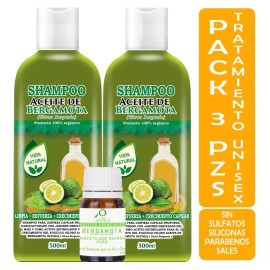 Vivenatural 2 Shampoos De Bergamota 500ml C/u Y 1 Aceite 10ml Envió Grat
