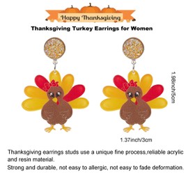 Thanksgiving Turkey Earrings for Women Turkey Style Studs Fall Earring Jewelry Great Thanksgiving Accessory Holiday Gifts Women Girls