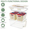 Airtight Fruit Storage Containers with Handle & Timer, Stackable Divided