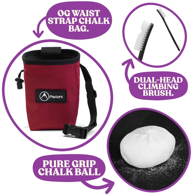 Psychi OG Waist Chalk Bag Starter Pack Bundle for Rock