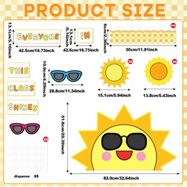 Summer Sun Bulletin Board Set Welcome Back to School Paper Cutouts DIY Picture Frame Crafts Everyone Shines in This Class Bulletin Board Decoration for Office Home School Chalkboard Wall Door Supplies