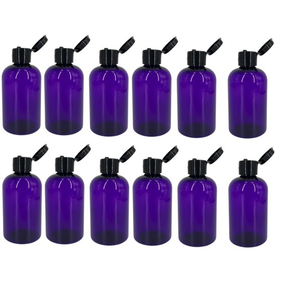 4 oz Purple Boston Plastic Bottles -12 Pack Empty Bottle