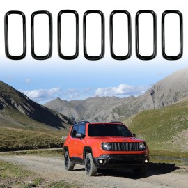 XBEEK Glossy Black Front Grille Clip-in Grill Insert Rings for 2015-2018 Jeep Renegade