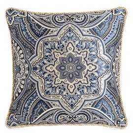 Riverbyland Decorative Throw Pillows Cover Blue Jacquard 15"x15"