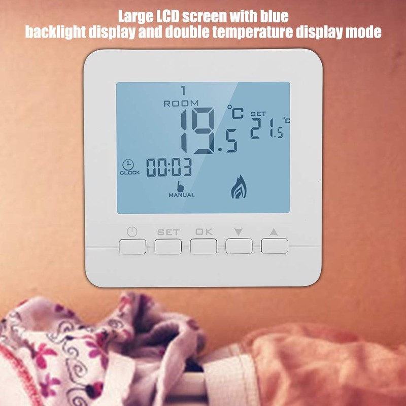 Oumij Termostato Programable Controlador de Temperatura Inteligente con Pantalla LCD