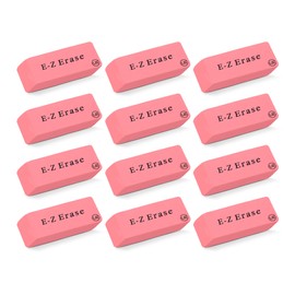 Pink Erasers, 12 Count Rectangular Eraser Bulk Pack, Latex Free Pink Pearl Erasers for School Supplies, Art and Office