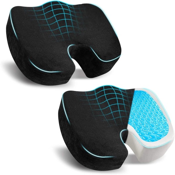 2×Memory Foam Seat Cushion Office Chair Car Seat Pad Coccyx