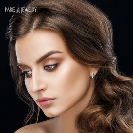 Paris Jewelry 18K White Gold Created CZ 3Ct Huggie Hoop Earrings Plated