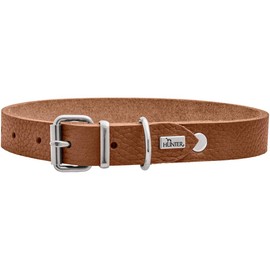 HUNTER Grenada Leather Dog Collar, Cognac, Handmade in Germany, for Training and Everyday Wear, Durable, Comfortable, Simple, Elegant Design, Size: S-M, Circumference: 37-43 cm