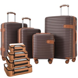 Strawberry Fairy Lightweight Expandable 4-Piece Luggage Set with Spinner Wheels, ABS Hard Shell & Packing Cubes, Brown