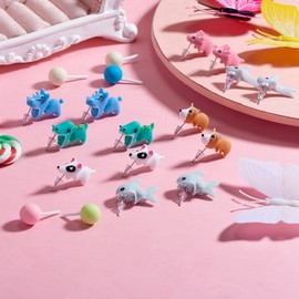 LEGENTLISUR 7 Pairs of Stud Earrings Silver Set Dinosaur Stud Earrings for Women Men Small Dinosaur Dolphin Dog Corgi Earrings Jewellery Gift for Girls Women Children, Resin, No Gemstone